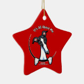 White Black Greyhound IAAM Keramisch Ornament (Rechts)