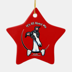 White Black Greyhound IAAM Keramisch Ornament