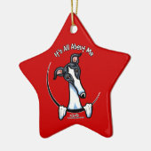 White Black Greyhound IAAM Keramisch Ornament (Links)