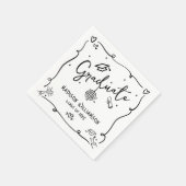 White Black Hand Drawn Doodles Graduation Retro Servet (Hoek)