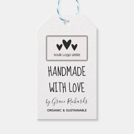 White Black Handgemaakt met Love Your Logo Cadeaulabel (Voorkant)