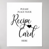 White Black Heart Bruiloft Borrel RECEPT TEKEN Poster (Voorkant)