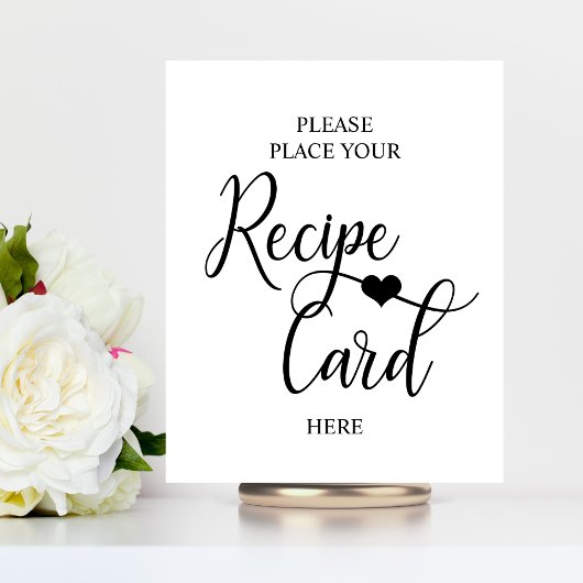White Black Heart Bruiloft Bruidsfeest RECEPT TEKE Poster