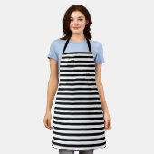 White Black Horizontal Stripe Pattern Stylish Schort (Gedragen)