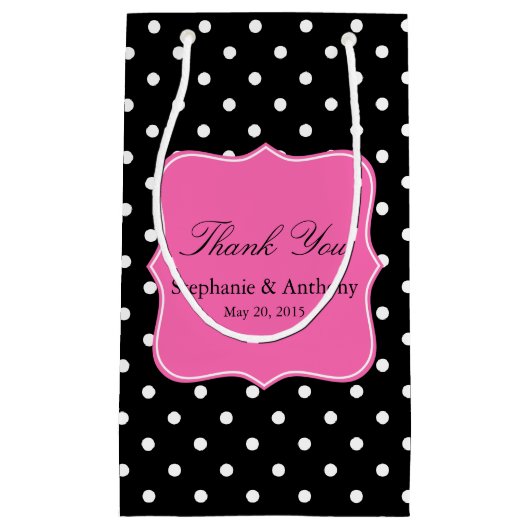 White Black, hot-roze poka weddenschap bedankt Klein Cadeauzakje (Voorkant)