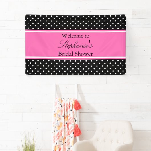 White Black, hot-roze pooldot Vrijgezellenfeest Spandoek (Insitu)