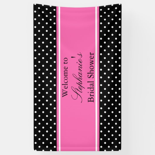 White Black, hot-roze pooldot Vrijgezellenfeest Spandoek (Verticaal)