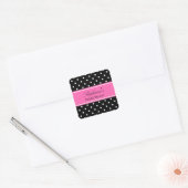 White Black, hot-roze pooldot Vrijgezellenfeest Vierkante Sticker (Envelop)