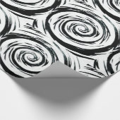 White & Black Hypnotic Swirl Art Cadeaupapier (Hoek)