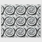 White & Black Hypnotic Swirl Art Cadeaupapier (Vlak)