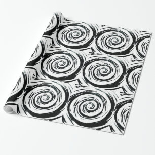 White & Black Hypnotic Swirl Art Cadeaupapier