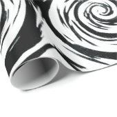 White & Black Hypnotic Swirl Art Cadeaupapier (Rol Hoek)