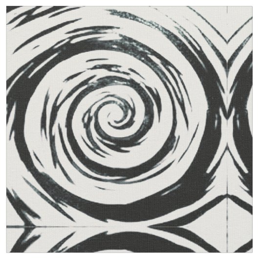 White & Black Hypnotic Swirl Art Stof (Close Up)