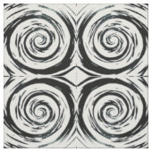White & Black Hypnotic Swirl Art Stof (Swatch)