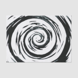 White & Black Hypnotic Swirl Art Tissuepapier