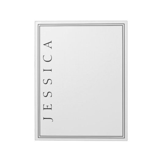 White & Black | Je Naam Notitieblok (Linkerzijde)