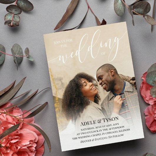 White Black Join ons Foto Double Sided Wedding Kaart