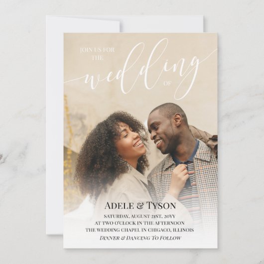 White Black Join ons Foto Double Sided Wedding Kaart (Voorkant)