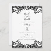 White & Black Lace Elegant Wedding Kaart (Voorkant)