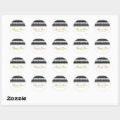 White & Black Lace look Elegant Wedding Favor Ronde Sticker (Vel)