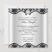 White Black Lace Pearl Elegant Birthday Party Kaart (Achterkant)