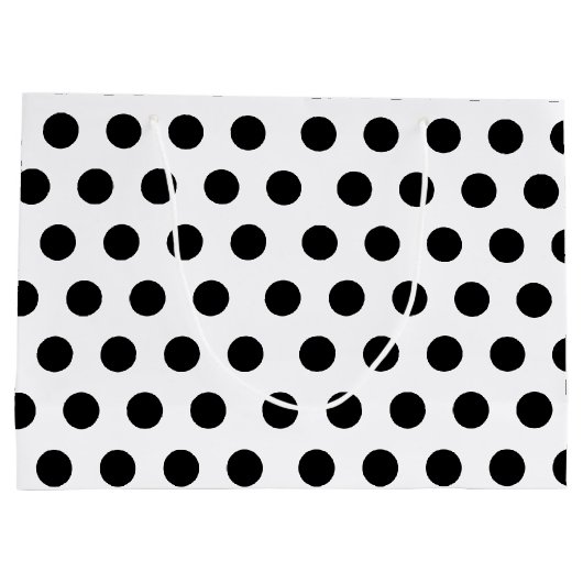 White & Black Large Medium Polka Dot Party Groot Cadeauzakje (Achterkant)