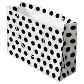 White & Black Large Medium Polka Dot Party Groot Cadeauzakje (Achterkant Gekanteld)