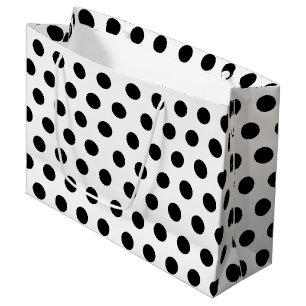 White & Black Large Medium Polka Dot Party Groot Cadeauzakje