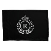 White Black Laurel Wreath Crown Monogram | Koninkl Kussensloop (Voorkant)