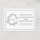 White Black Leafy Crest Monogram Coronavirus Informatiekaartje (Voorkant)