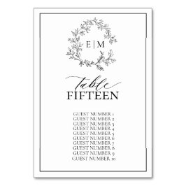 White Black Leafy Crest Monogram Weddenschap Kaart