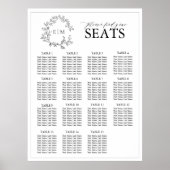 White Black Leafy Crest Monogram Weddenschap Poster (Voorkant)