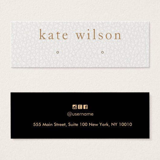 White Black Leather Stud Earling Display Card Mini Visitekaartjes (Voorkant /achterkant)