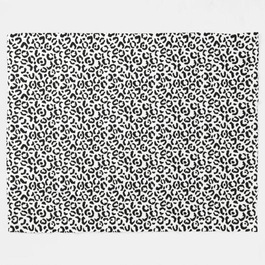 White Black leopard Print Fleece Deken (Voorkant (Horizontaal))