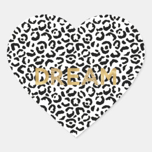 White Black leopard print Gold Glitter Dream Hart Sticker