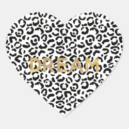 White Black leopard print Gold Glitter Dream Hart Sticker