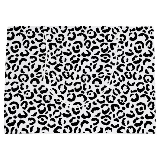 White Black leopard Print Groot Cadeauzakje (Voorkant)