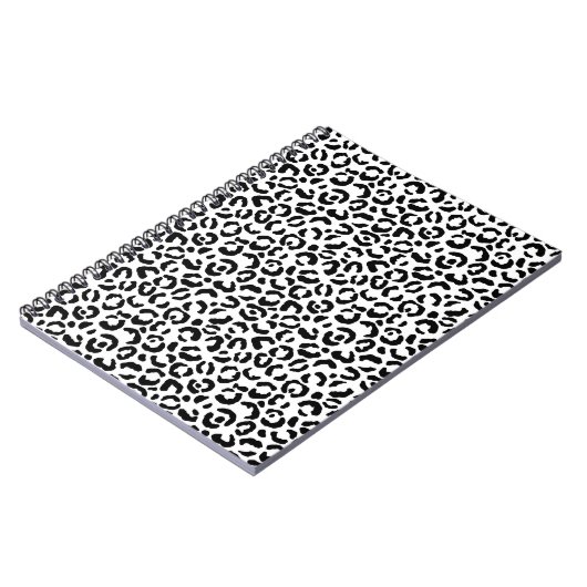 White Black leopard Print Notitieboek (Linkerzijde)