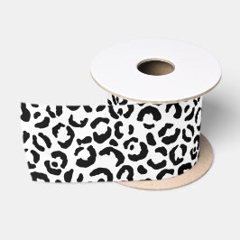 White Black leopard Print Satijnen Lint