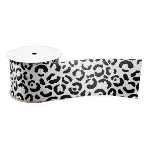 White Black leopard Print Satijnen Lint