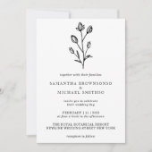 White Black Lettering Flower Bouquet Botanical Kaart (Voorkant)