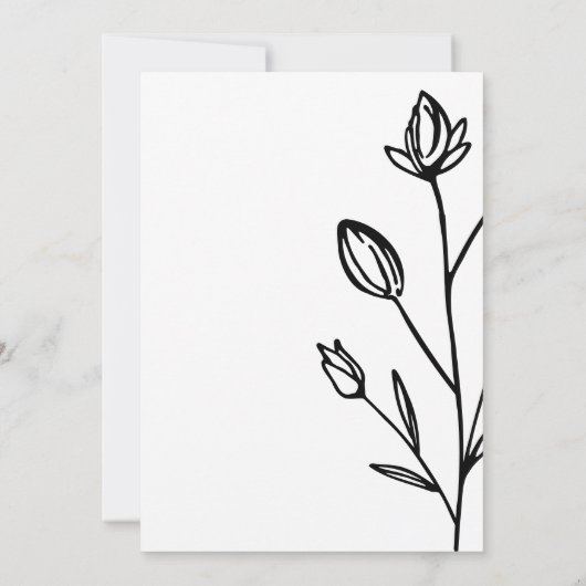 White Black Lettering Flower Bouquet Botanical Kaart (Achterkant)