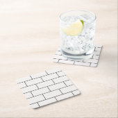 White Black Lines Concrete Bricks Pattern Kartonnen Onderzetters (Insitu)