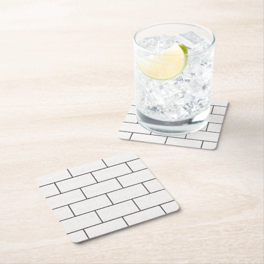 White Black Lines Concrete Bricks Pattern Kartonnen Onderzetters (Insitu)