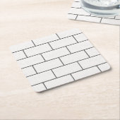 White Black Lines Concrete Bricks Pattern Kartonnen Onderzetters (Schuin)