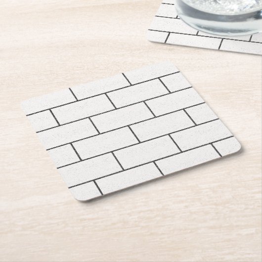 White Black Lines Concrete Bricks Pattern Kartonnen Onderzetters (Schuin)