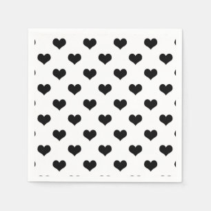 White Black Love Heart Patroon Ontwerp Servet