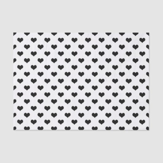 White Black Love Heart Patroon Ontwerp Tissuepapier (Voorkant)