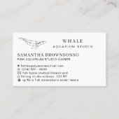 White Black Low Poly Aquarium Fish Whale Visitekaartje (Achterkant)