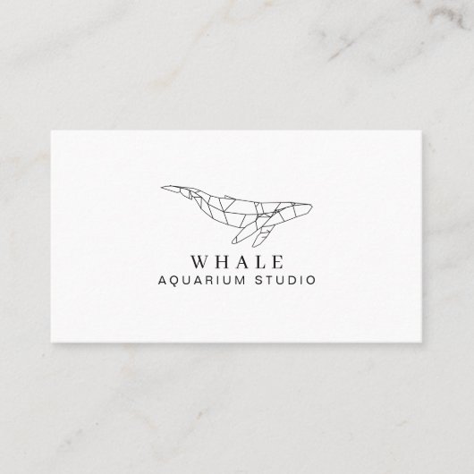 White Black Low Poly Aquarium Fish Whale Visitekaartje (Voorkant)
